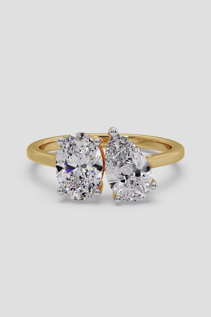 1.0 CT Pear & Oval Mixed Cut Lab Grown Diamond 4 & 3 Prong Set Solitaire Diamond Ring