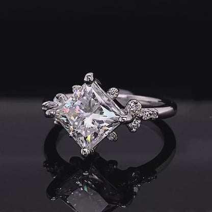 2 CT Princess Cut Lab Grown Diamond 4 Prong Set Beautiful Solitaire Ring