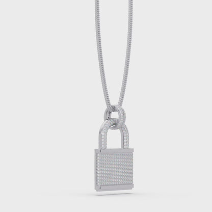 3 Ct vvs  Moissanite Diamond Lock Men's  Pendant