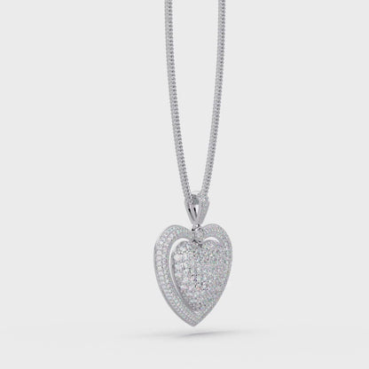 Double Heart VVS Moissanite Diamond Pendant Layered Pave Diamond Heart Jewelry