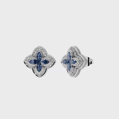 Iced Out Blue Candy Moissanite VVS Diamond Women's Earrings