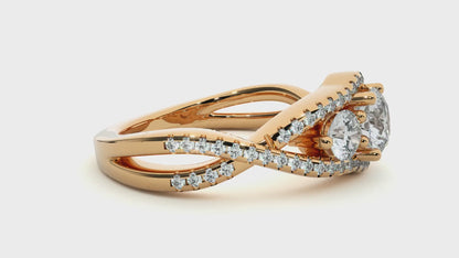 Elegant 1 CT Round Lab-Grown Diamond Trio Infinity Twist-Band Wedding Ring