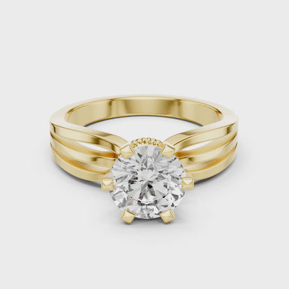 Round 1.5 CT Lab Grown Diamond Solitaire 3 Brake Band Custom Design Ring