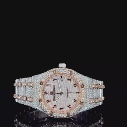 AP Luxury Rose White with Arabic Dial Moissanite Diamond Watch