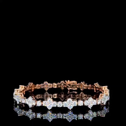 Iced Out Women Trendy White Rose Gold Moissanite Diamond Bracelet