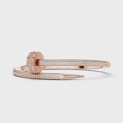 Luxurious Unisex Nail Bangle with Round-Cut VVS Moissanite Diamonds