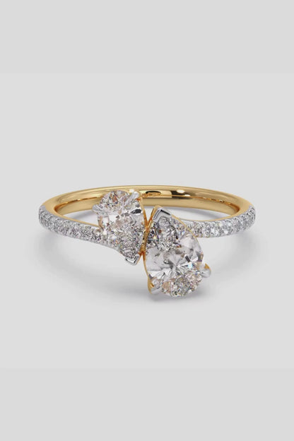 1 CT Pear Cut Lab Grown Diamond Double Pear Diamond Solitaire Ring