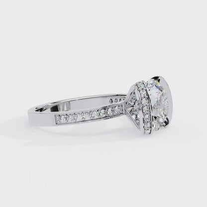 Exquisite 2 CT Round Lab-Grown Diamond Double-Halo Pave-Set Engagement Ring