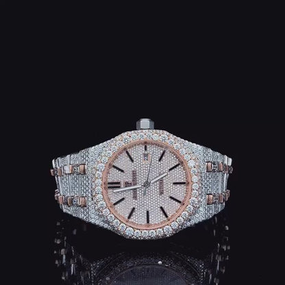 AP Rose Gold Two-Tone with Stick Dial Moissanite Diamond Watch