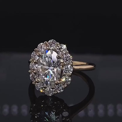 Oval Cut 2.0 CT Lab Grown Diamond Solitaire Flower Outfit Custom Ring for Her