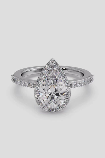 2.0 CT Pear Cut Lab Grown Diamond Pave Set Solitaire Diamond Ring
