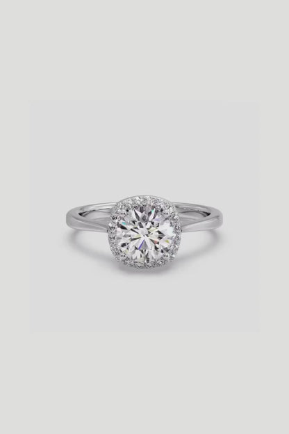 Round 1.5 CT Lab Grown Diamond Halo Cushion-Set Solitaire Ring