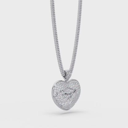 Heart Leaf VVS Moissanite Diamond Pendant  Nature Inspired Diamond Heart Jewelry