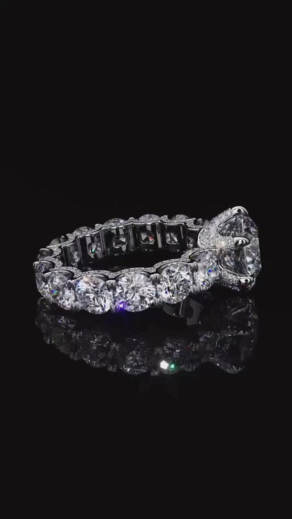 Round Cut 1.5 CT Lab Grown Diamond Fully Iced with Diamonds Solitaire Engagement Ring