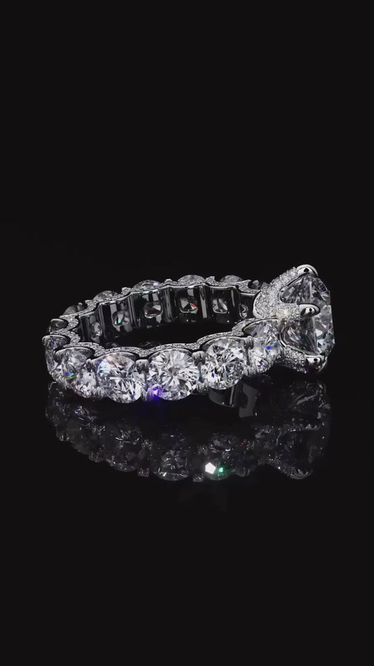 Round Cut 1.5 CT Lab Grown Diamond Fully Iced with Diamonds Solitaire Engagement Ring