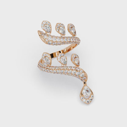 Elegant Pear-Cut VVS Moissanite Diamond Leaf Wrap Wedding Ring