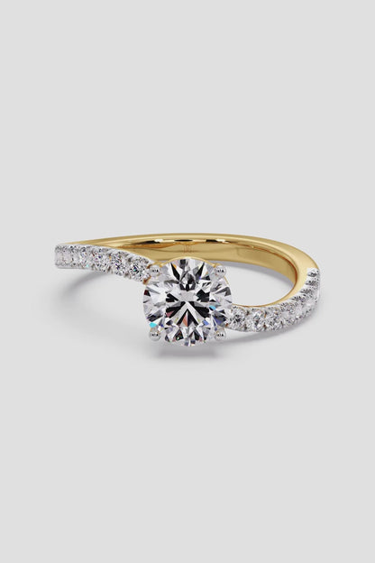 1.0 CT Round Cut Lab Grown Diamond Pave Set Solitaire Ring