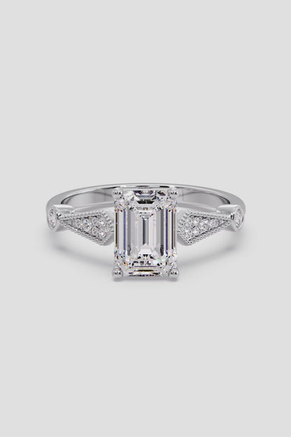 Exquisite 1.5 CT Emerald-Cut Lab-Grown Diamond 4-Prong Solitaire Ring