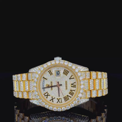 Rolex Two-Tone Oyster Bracelet Roman Dial Moissanite Diamond Luxury Watch