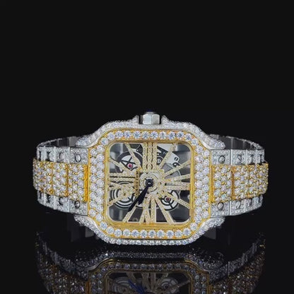 Cartier Two-Tone with Skeleton Dial Moissanite Diamond Watch