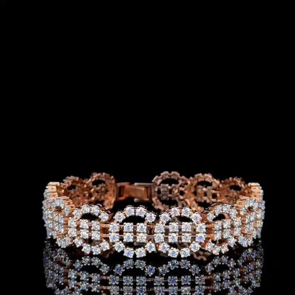 Unisex Sexy Circle Link Oval Rose Gold Moissanite Diamond Bracelet