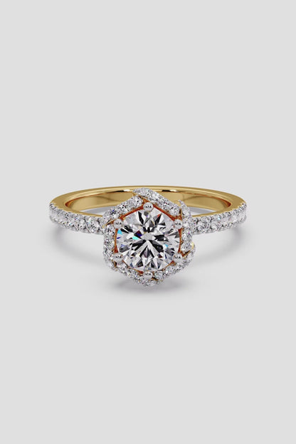 Round 1.5 CT Lab Grown Diamond Crown Diamond Band Solitaire Wedding Ring