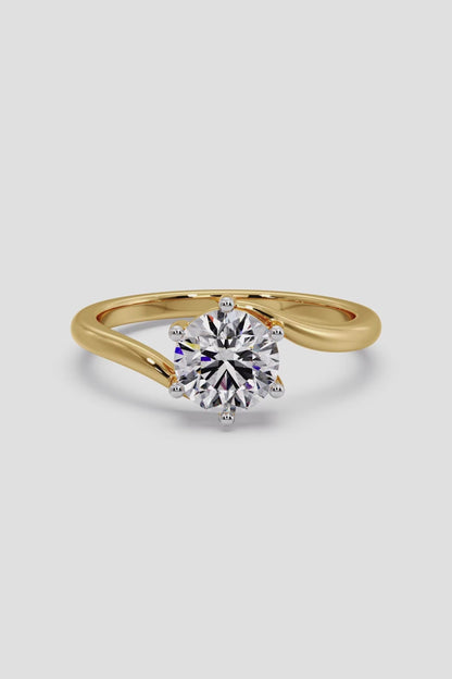 Round 1.5 CT Lab Grown Diamond Snake Band Solitaire Unique Ring