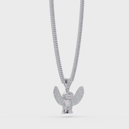 Owl Wing Pendant  VVS Moissanite Diamond Custom Design