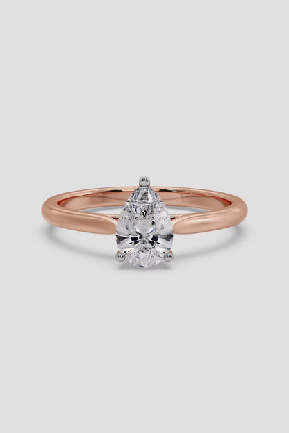 Pear Cut 1 CT Lab Grown Diamond Simple Solitaire Engagement Ring