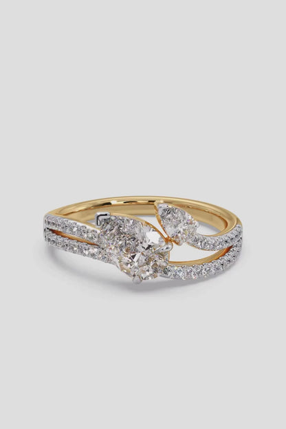 0.8 CT Pear Cut Lab Grown Diamond Two-Band Solitaire Ring