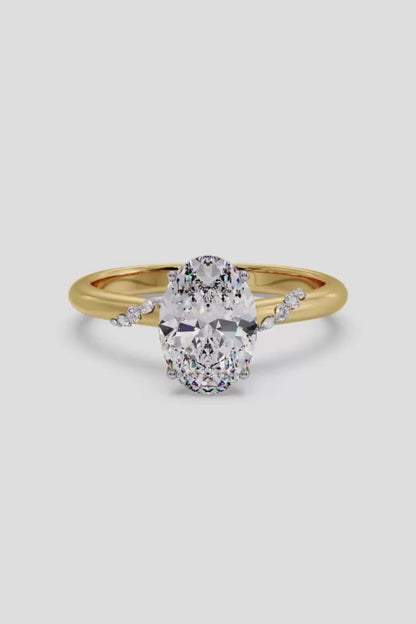 1.5 CT Oval Cut Lab Grown Diamond 4 Prong Set Simple Band Solitaire Diamond Ring