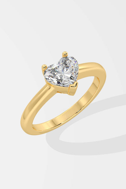 1.5 CT HEART CUT LAB GROWN DIAMOND 3 PRONG SET LOVE SYMBOL DIAMOND RING