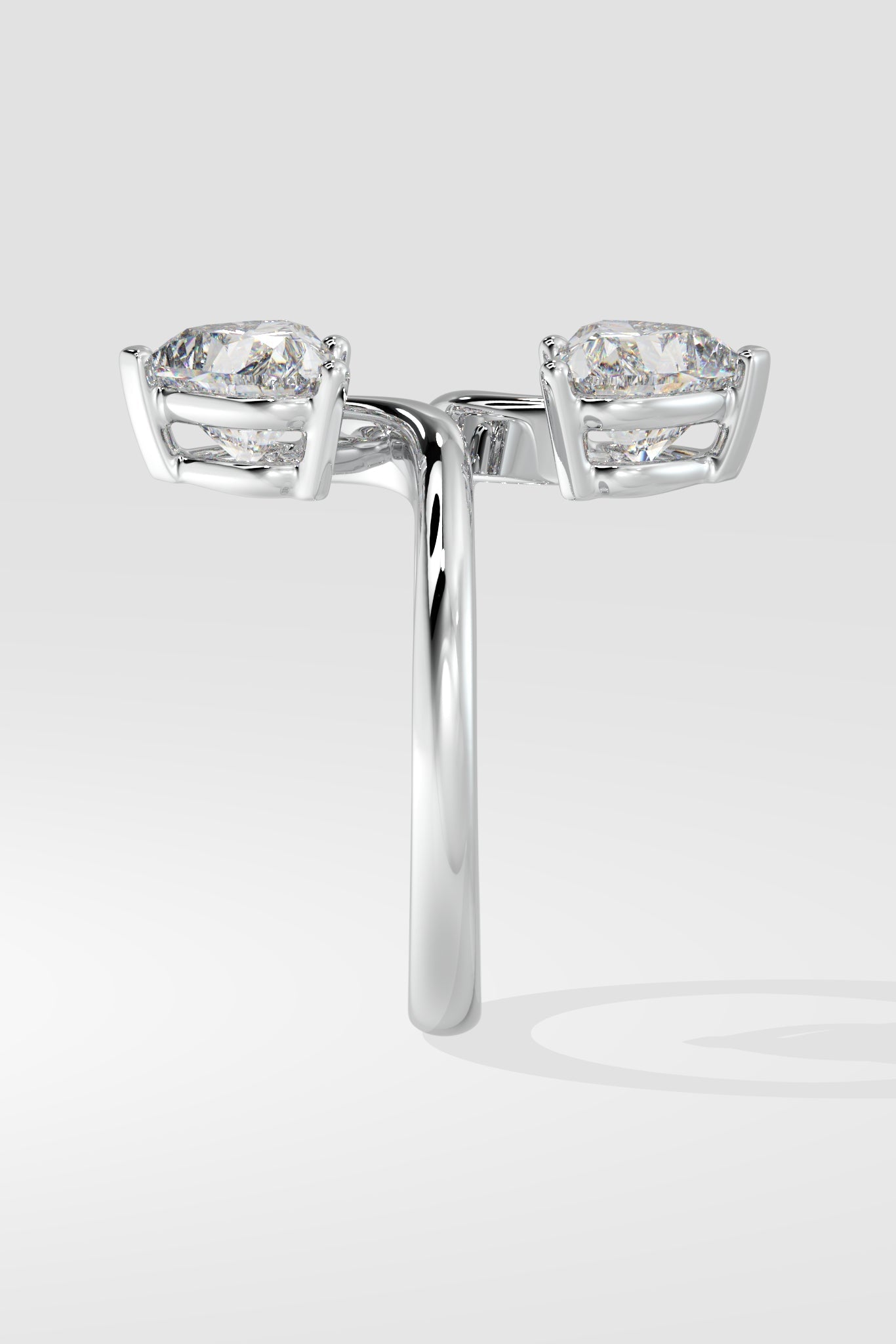 Romantic 0.9 CT Heart-Cut Lab-Grown Diamond 3-Prong Double Band Love Symbol Ring
