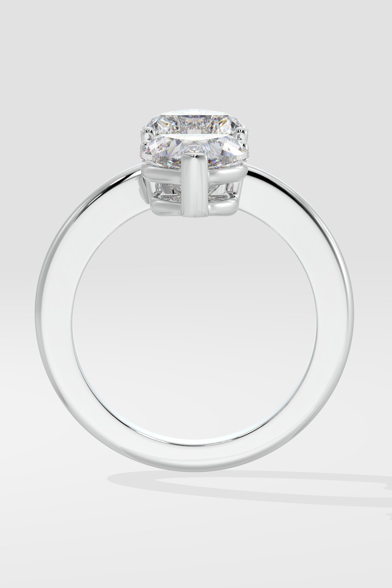 Romantic 0.9 CT Heart-Cut Lab-Grown Diamond 3-Prong Double Band Love Symbol Ring