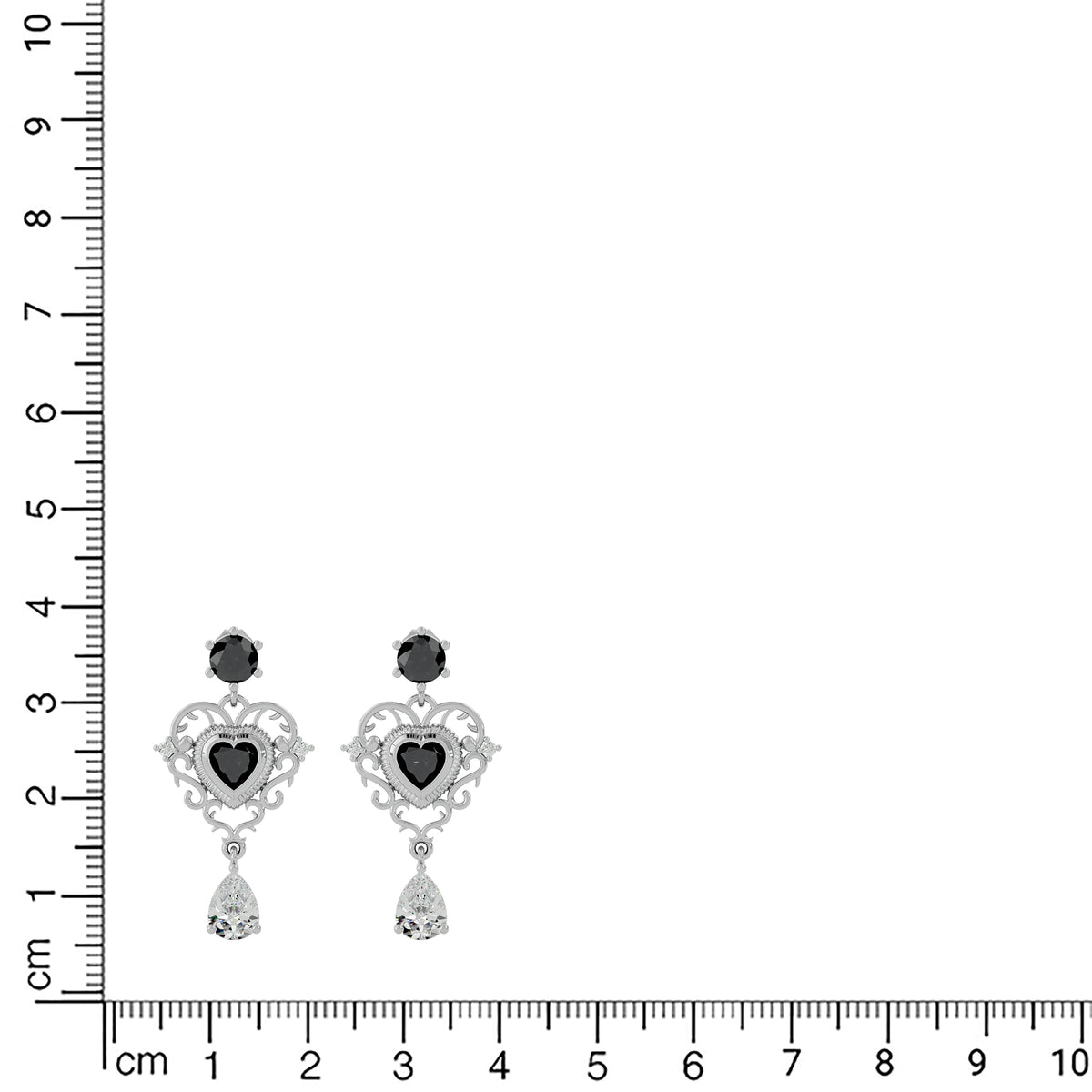 2.0 CT Pear Cut VVS Moissanite Diamond Black Stone Heart Errings